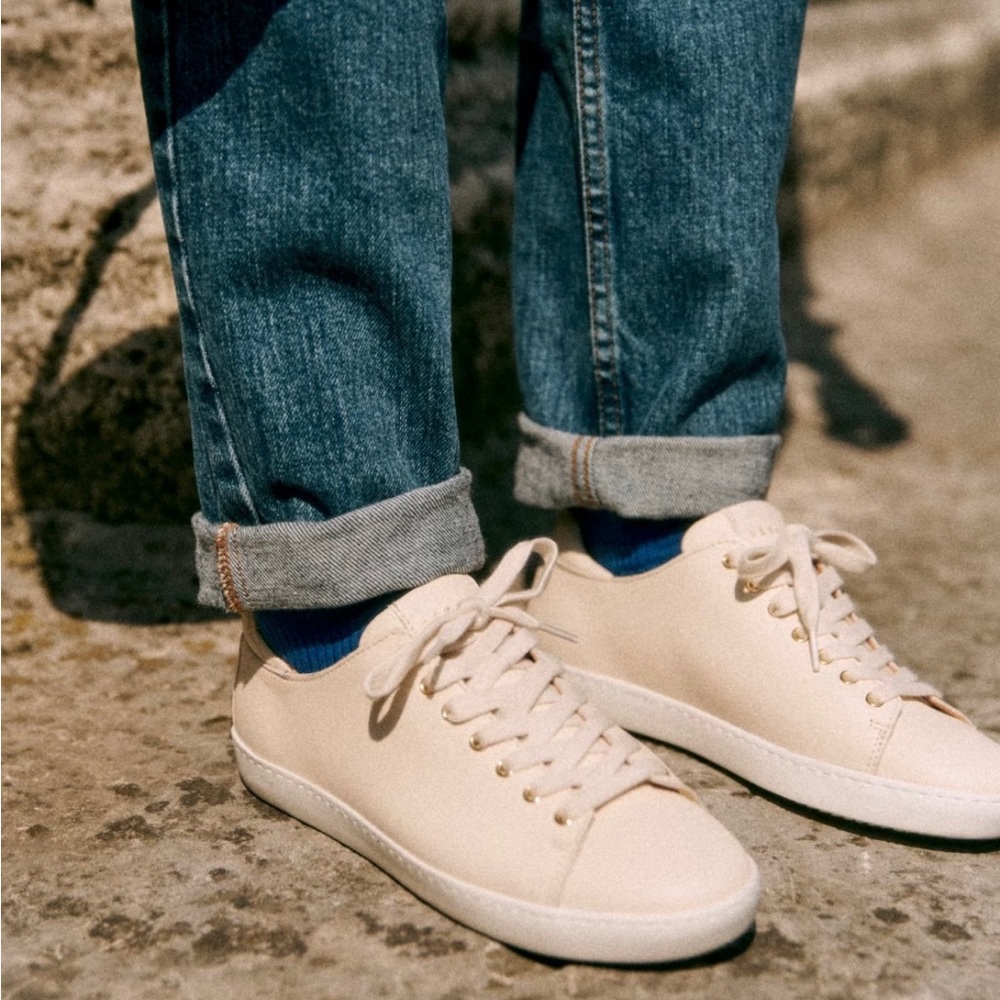 Sézane Cream and White Sneakers Classic Low-Top Design